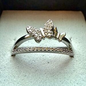 NEW! Pretty Bird Jewelry Butterfly Double Band Ring size 8.5
